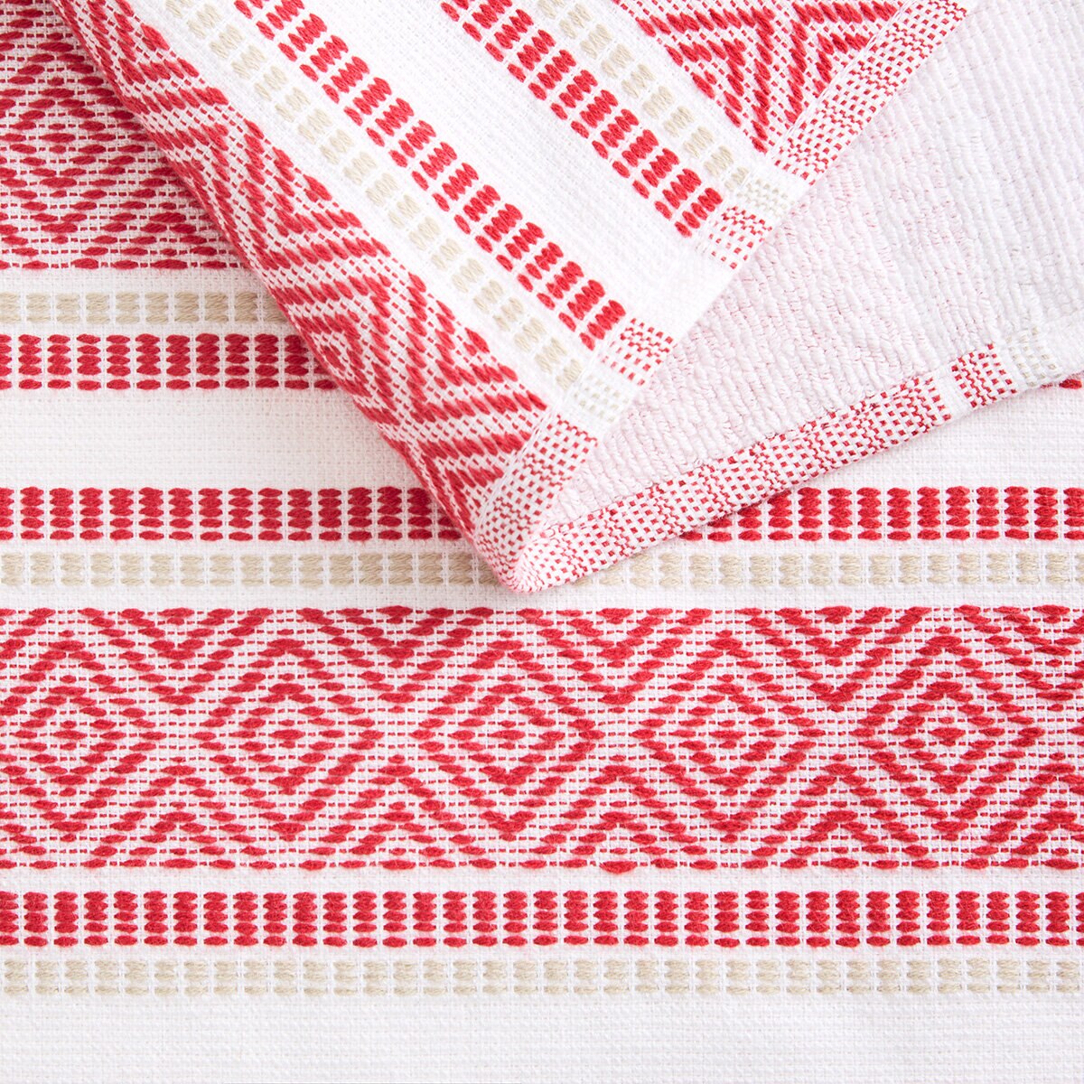 KitchenAid Printed Kitchen Towels Set 8 Pack in Red