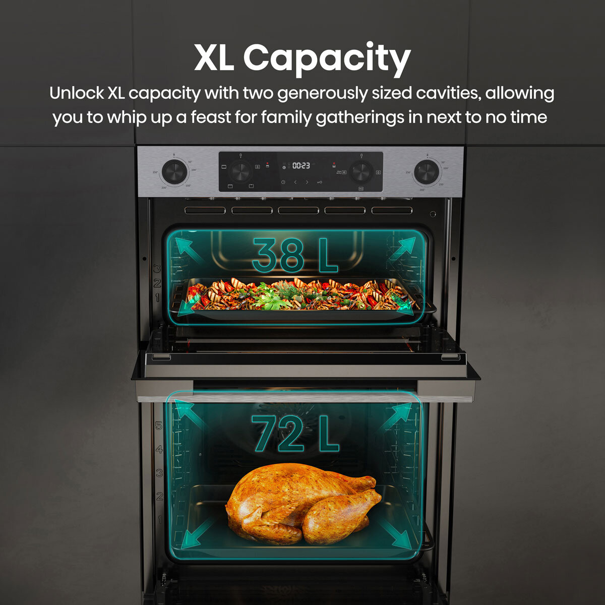 Hisense Hi6 BID914221CX Electric Built-In Double Oven, A Rated in Stainless Steel
