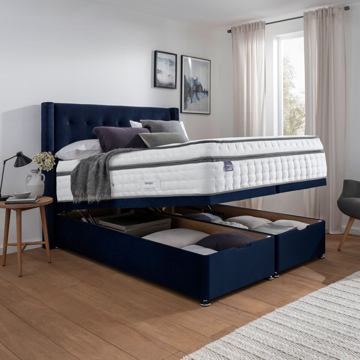Silentnight Velvet Full ottoman divan in martime