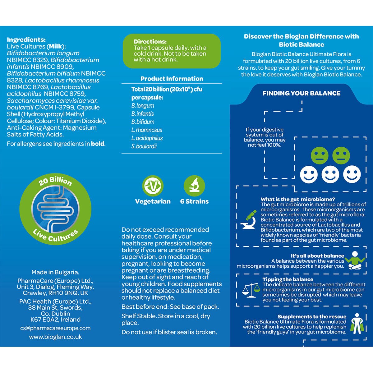Back of pack information with ingredients and nutritional information