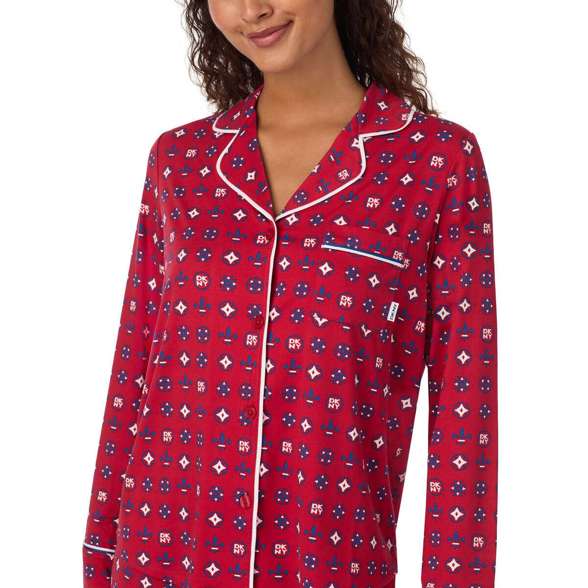 DKNY Notch Collar Pyjama Set in Red Print