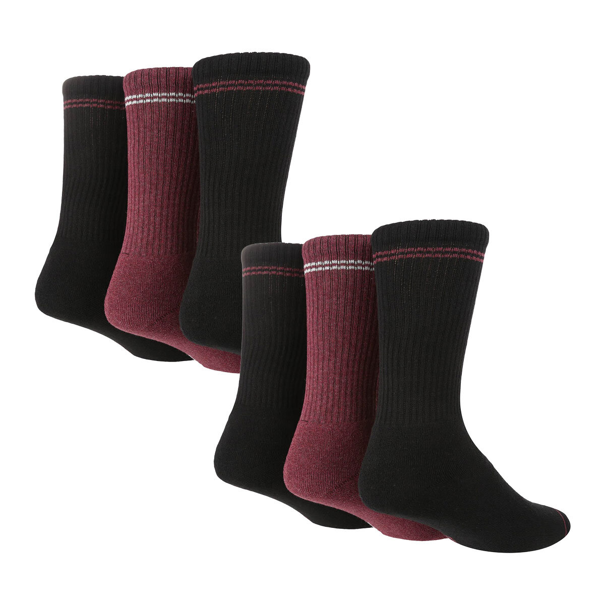 Tore Mens Heel and Toe Crew Socks, 2 x 3 Pack