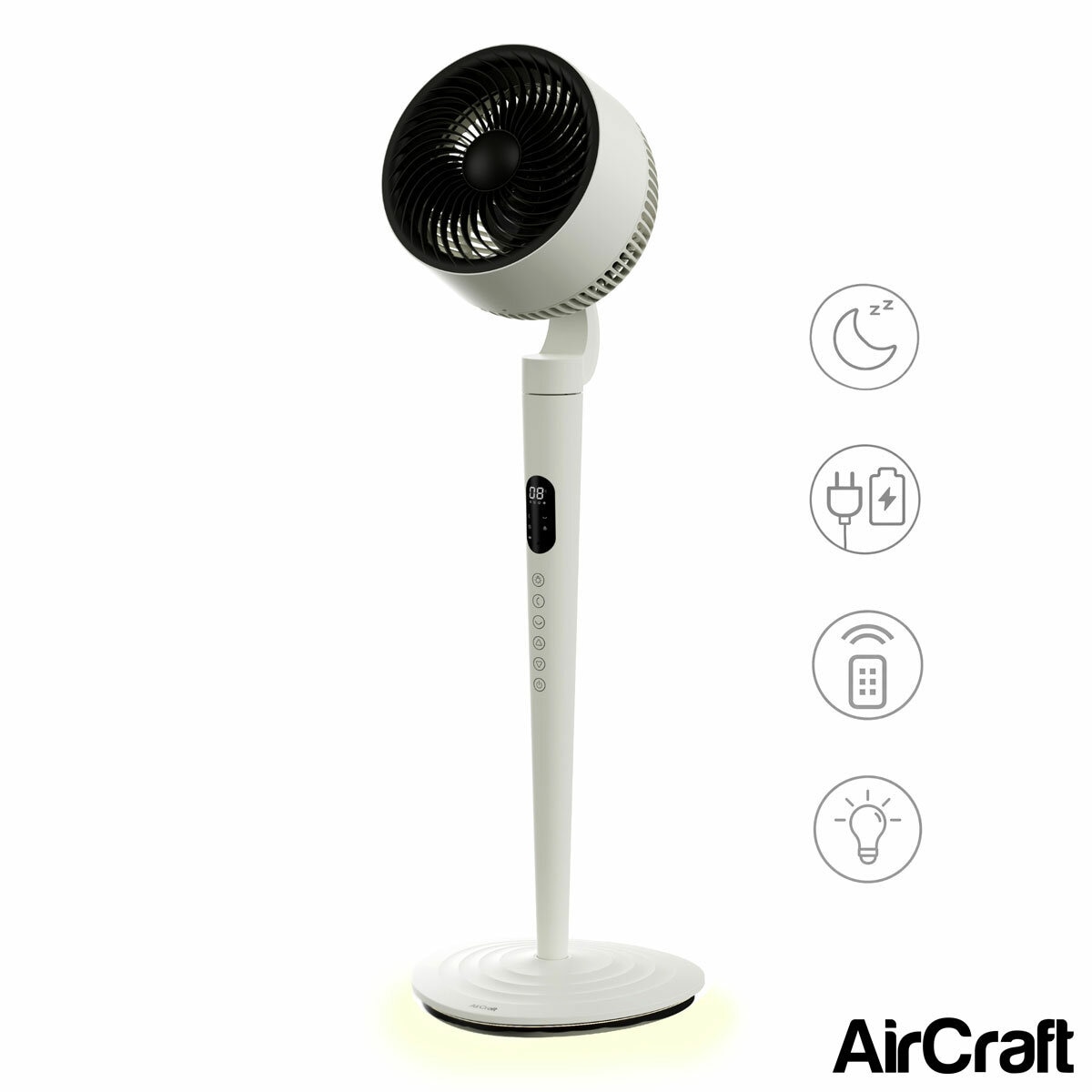 Aircraft Air Lume Pedestal Fan with Light in Base