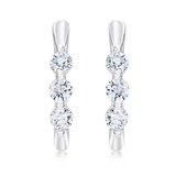 0.50ctw 3 Stone U Hoop Earrings, 14ct White Gold