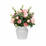 Artificial Peony & Eucalyptus Bouquet in Vase in 2 Colours