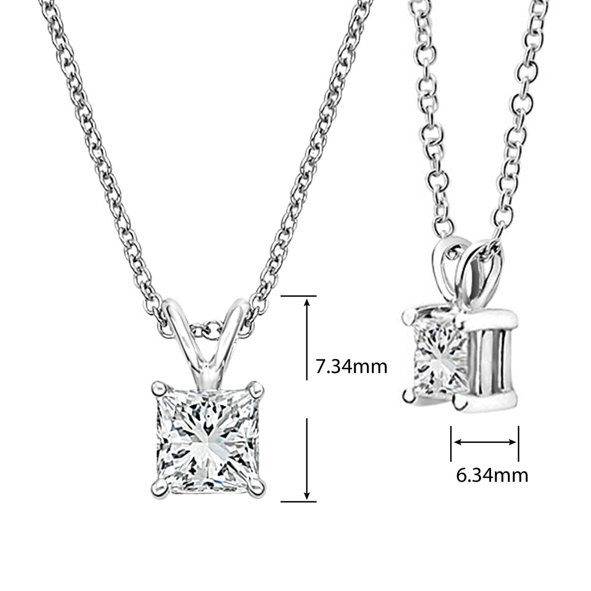 1.00ct Princess Cut Pendant, Platinum