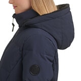 DKNY Women's Long Down Puffer Coat in Navy