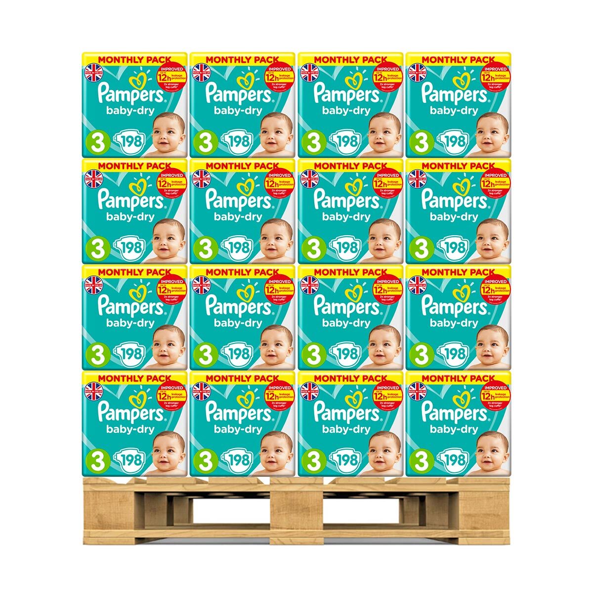 Pampers Baby-Dry Size 3, 36 x 198 Monthly Pack