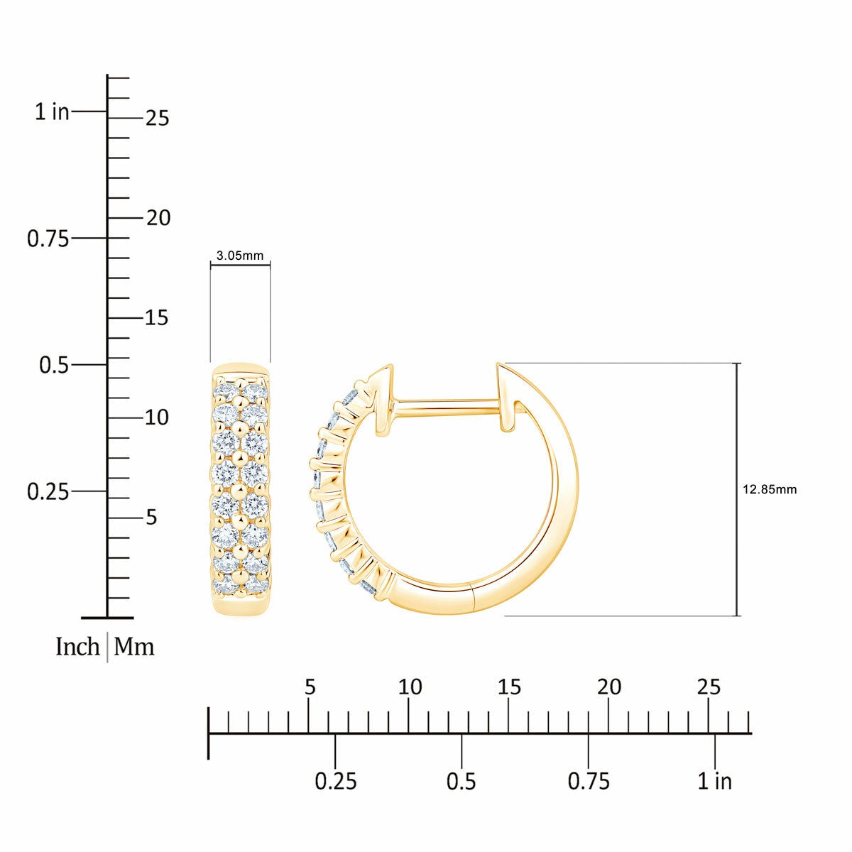 0.30ctw Round Brilliant Cut Diamond Double Row Hoop Earrings, 14ct Yellow Gold 0.30ctw Round Brilliant Cut Diamond Double Row Hoop Earrings, 14ct Yellow Gold