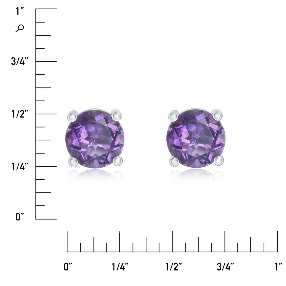 Round Cut Amethyst Stud Earrings 14ct White Gold Costc