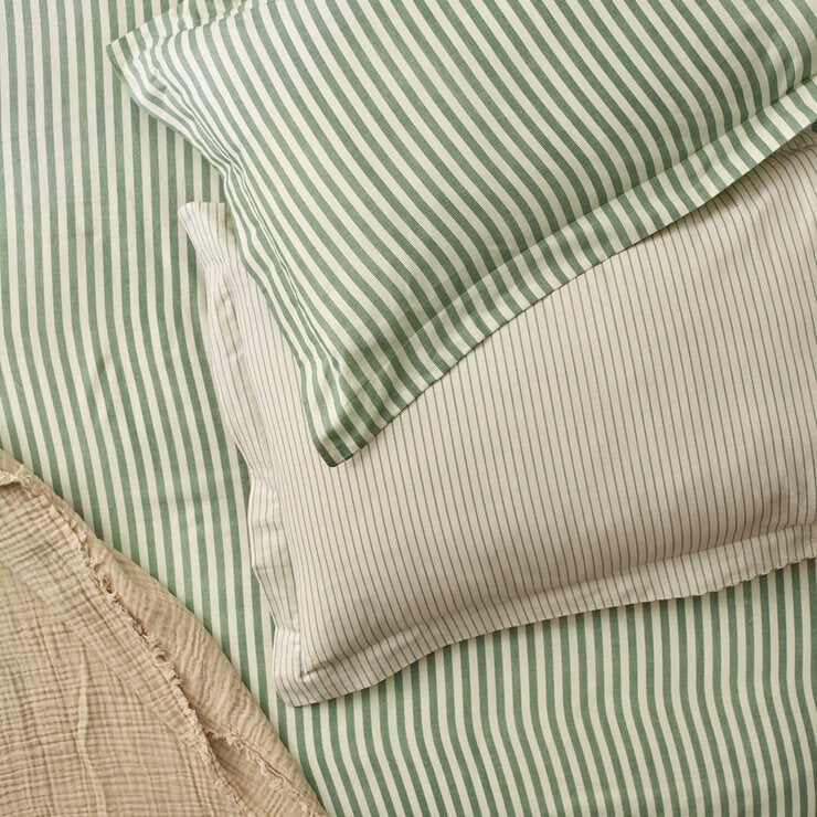 Yard Hebden 100% Cotton Forest Green Stripe Duvet Cover Set in 4 Sizes
