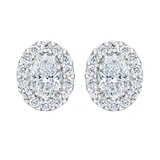 0.70ctw Oval Cut Diamond Halo Stud Earrings, 14ct White Gold
