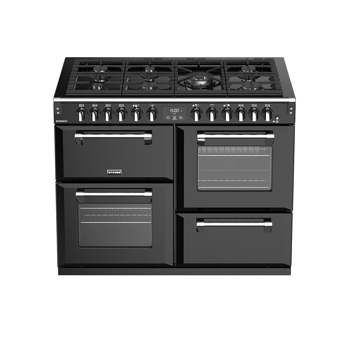 Stoves Richmond S1100DF, 110cm Dual Fuel Range Cooker A Rating in Black