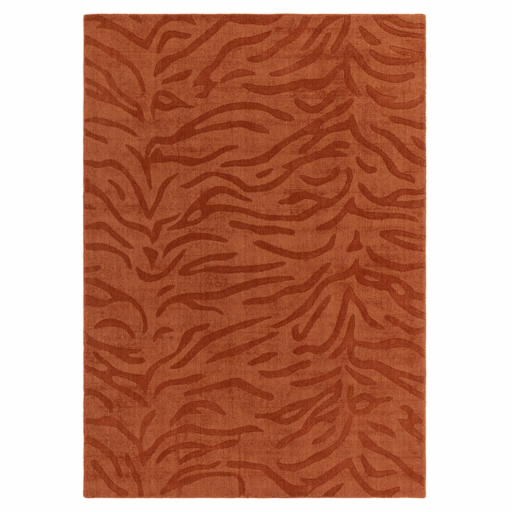 Asiaitc Tigra Rug in burnt orange colour with tiger print pattern Asiaitc Tigra Rug in burnt orange colour with tiger print pattern