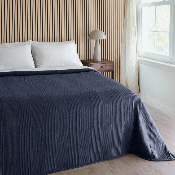 Safdie Cotton Blend Blue Jersey Blanket, 224 x 234 cm Safdie Cotton Blend Blue Jersey Blanket, 224 x 234 cm