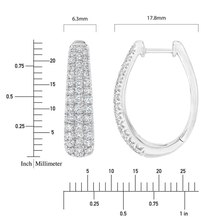 1.75ctw Diamond Hoop Earrings, 14K White Gold