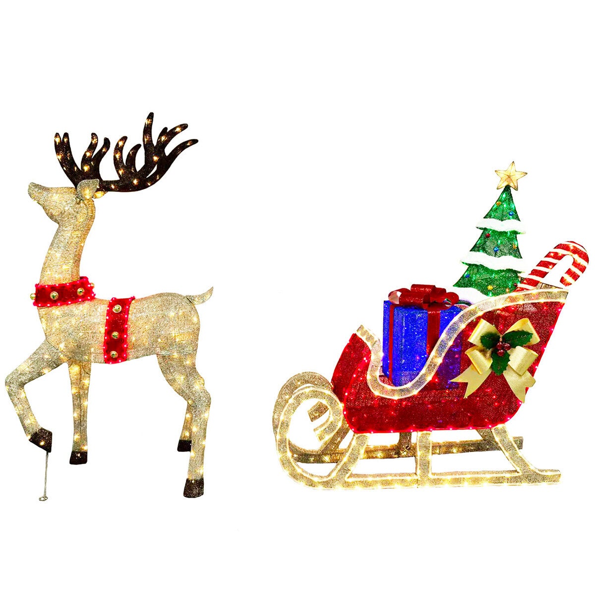 6 ft (182cm) Pre-Lit 3D Deer & Sleigh with 675 LED Lights 6 ft (182cm) Pre-Lit 3D Deer & Sleigh with 675 LED Lights