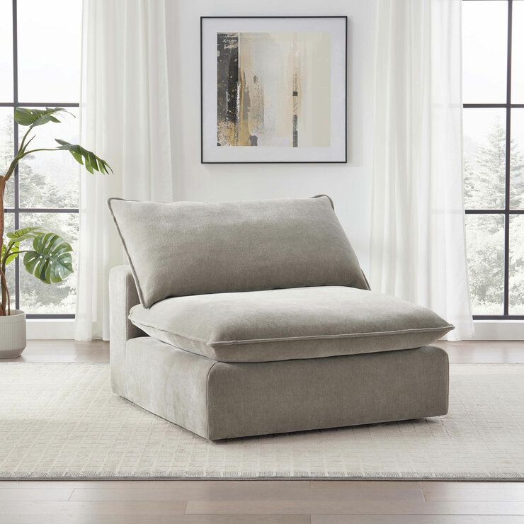 Aiden & Ivy Sereen Beige Fabric Armless Chair Aiden & Ivy Sereen Beige Fabric Armless Chair