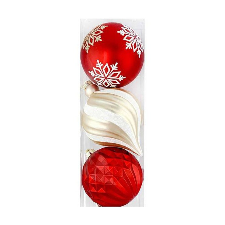 6 Inch (15cm) ShatterResistant Christmas Ornaments Set of 6 in Red And