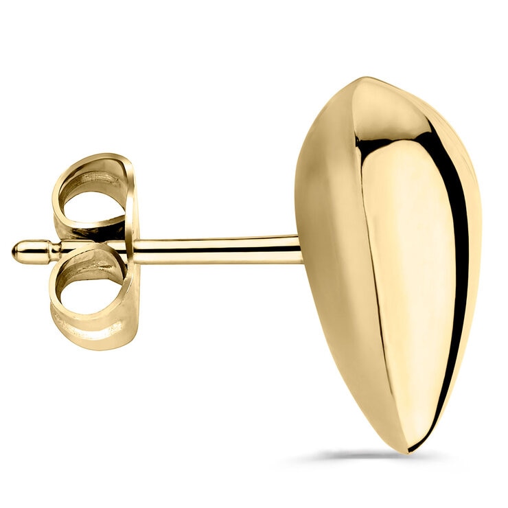 Heart Stud Earrings, 14ct Yellow Gold
