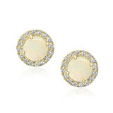 Australian Opal and 0.12ctw Diamond Earrings, 14ct Yellow Gold