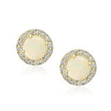 Australian Opal and 0.12ctw Diamond Earrings, 14ct Yellow Gold