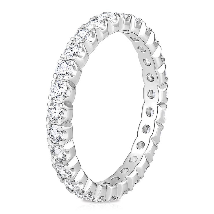 1.00ctw Round Brilliant Cut Claw Set Diamond Eternity Ring, 18ct White