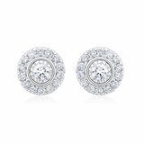 0.22ctw Round Brilliant Cut Diamond Halo Earrings, 14ct White Gold