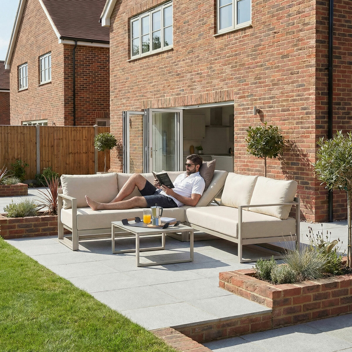 Harbour Lifestyle Havana Corner Patio Set with Reclining Feature in Latte Harbour Lifestyle Havana Corner Patio Set with Reclining Feature in Latte