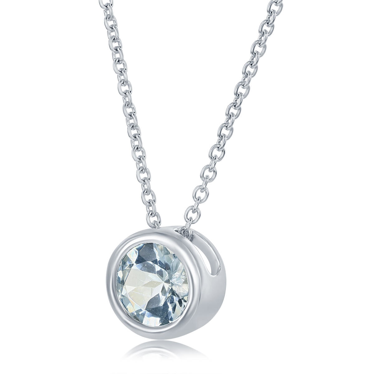 Aquamarine Birthstone Pendant, 14ct White Gold