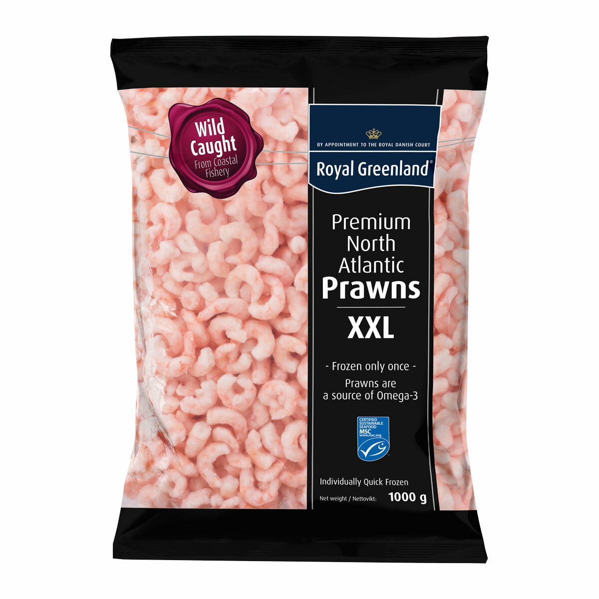 Royal Greenland Coldwater Prawns U150, 1kg