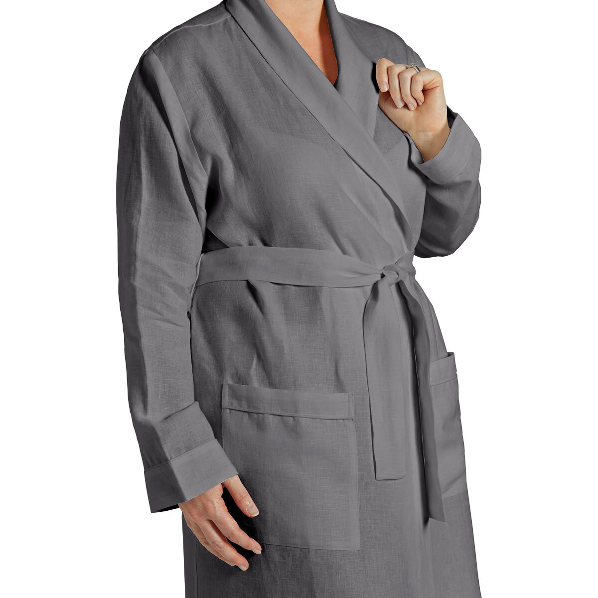 Lazy Linen Ladies Robe in Charcoal