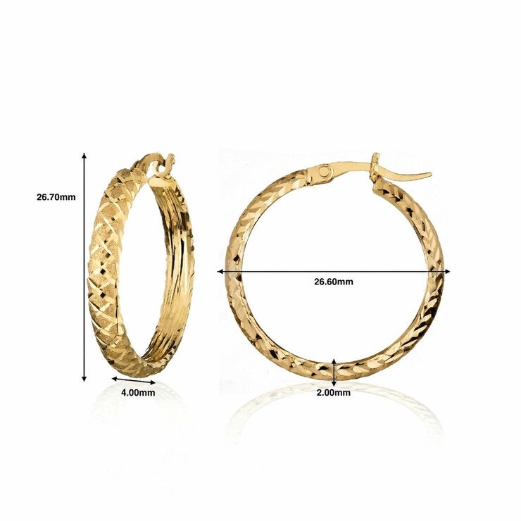14ct Yellow Gold Textured Hoop Earrings 14ct Yellow Gold Textured Hoop Earrings