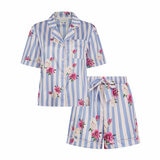 Ted Baker Ladies Satin 2 Piece PJ Set in Light Blue & White