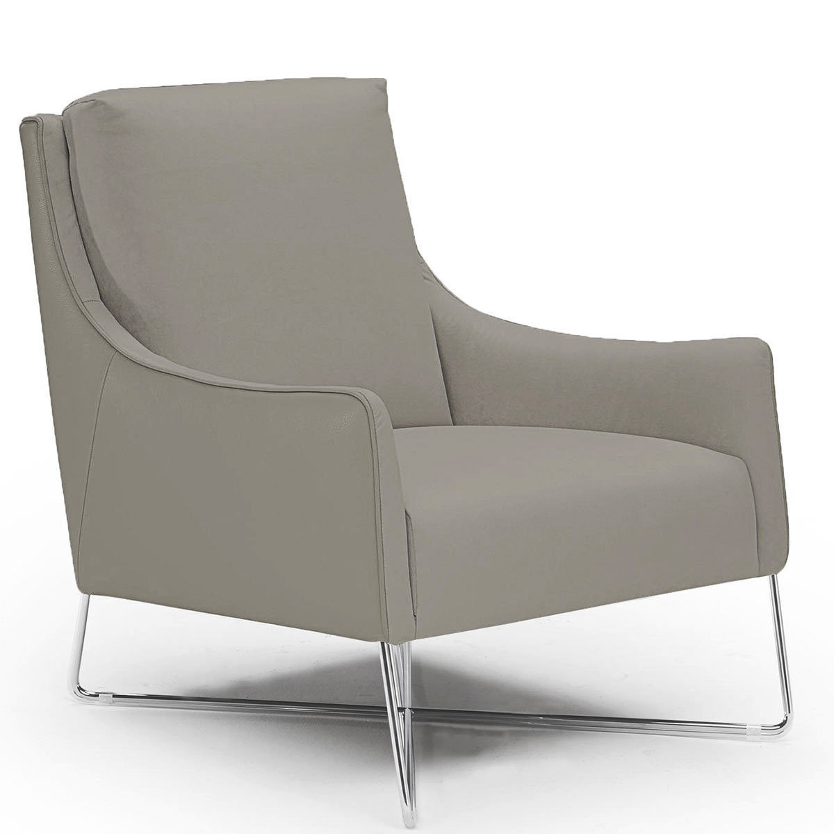 Natuzzi Light Grey Top Grain Leather Accent Chair Costco UK