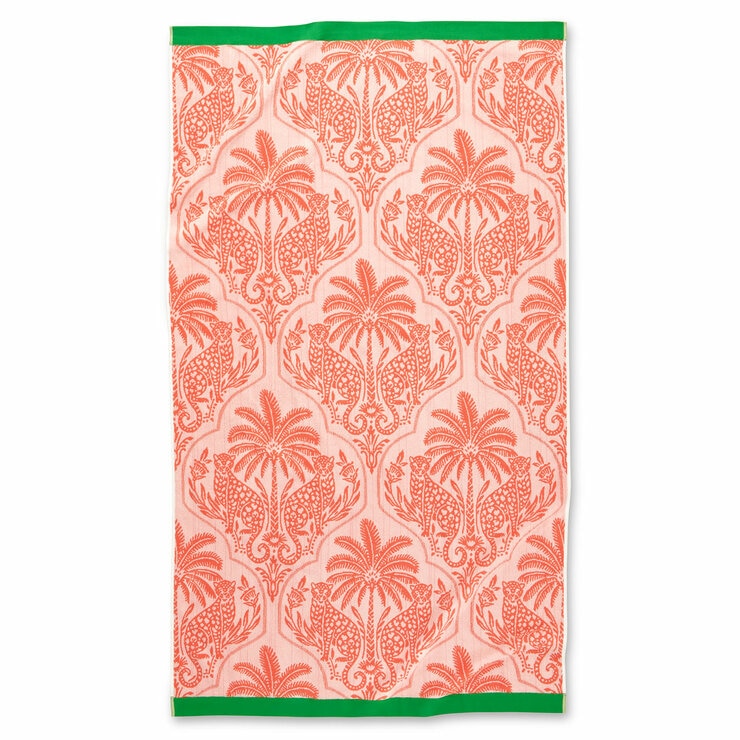 Oversized 100% Cotton Coral Leopard Beach Towel Oversized 100% Cotton Coral Leopard Beach Towel