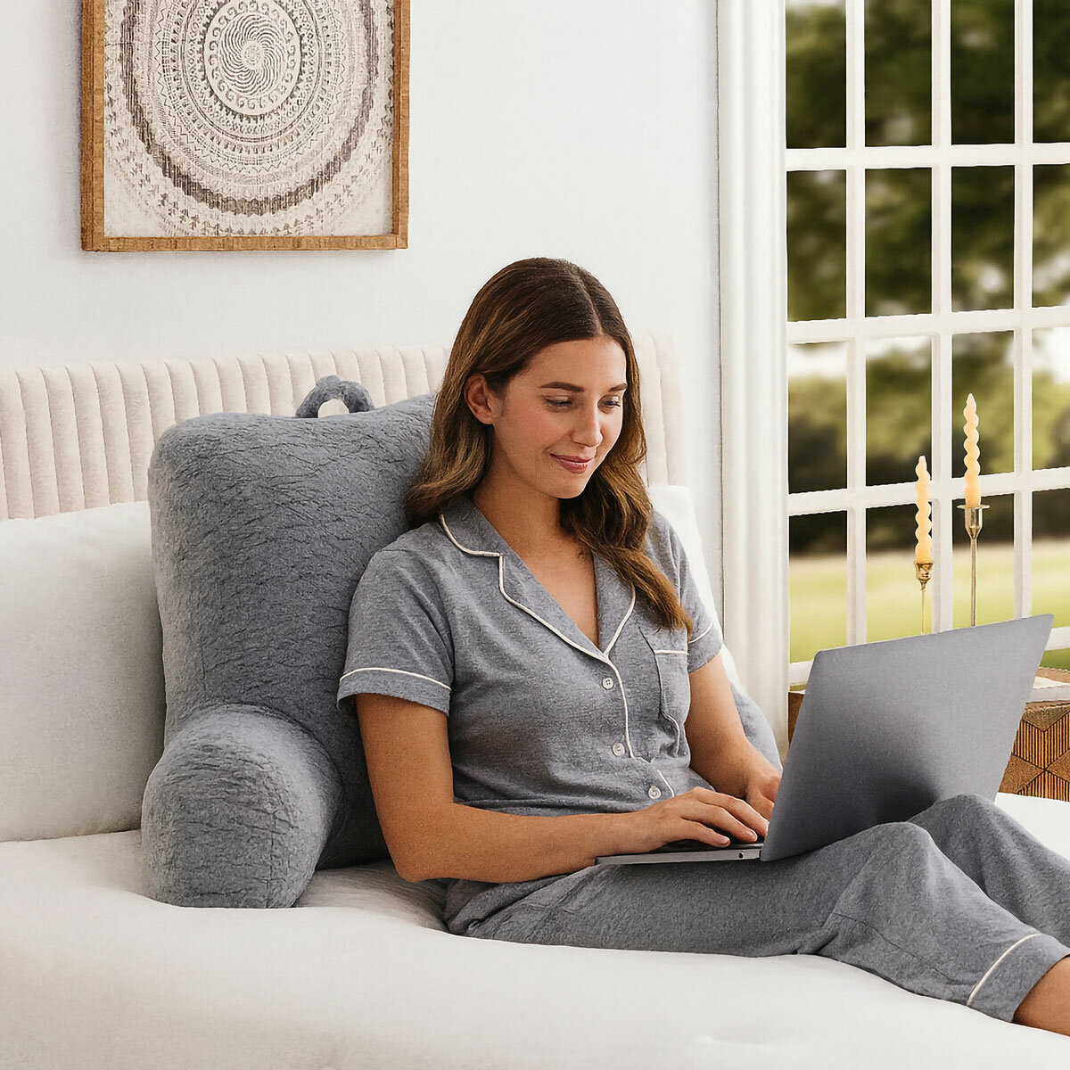Memory Foam Backrest Reading Pillow, in 3 Colours