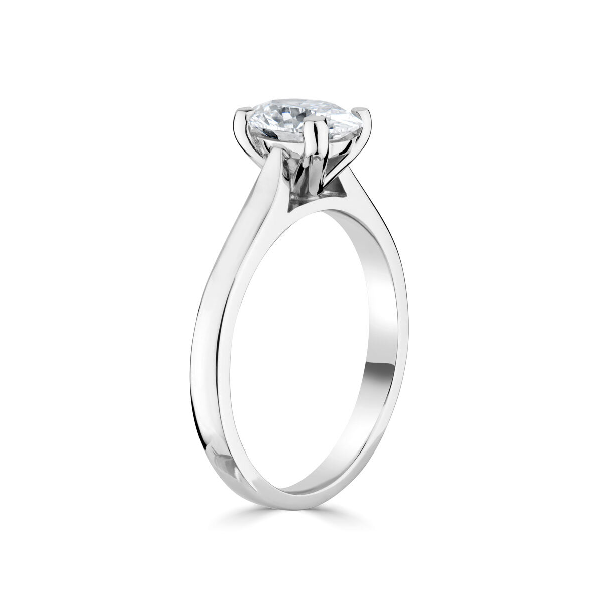 1.00ct Oval Cut Diamond Solitaire Ring, Platinum