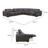 Aiden & Ivy Karson Dark Grey Leather Power Reclining Sectional Sofa