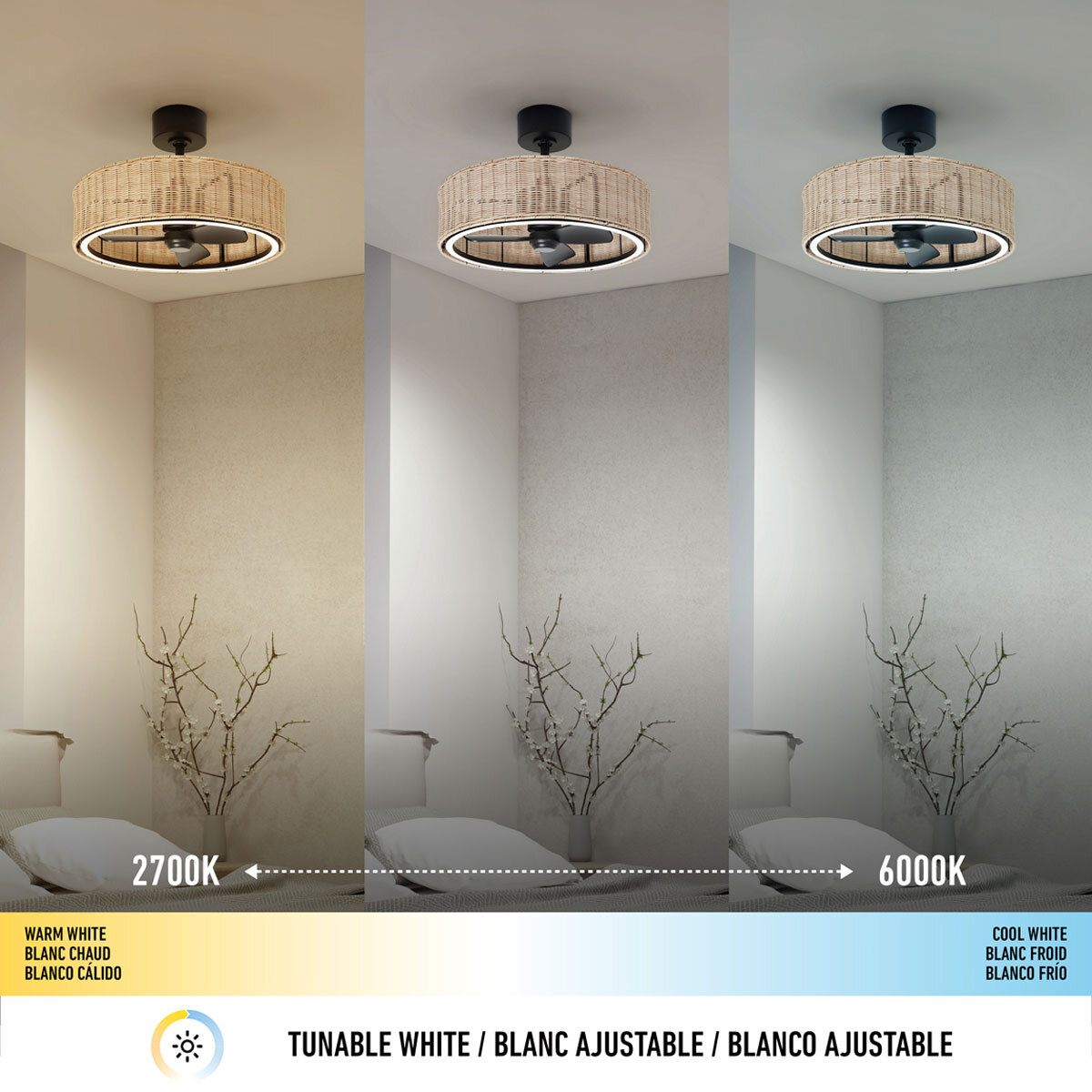 Artika Kalani 24" (61cm) Rattan Fan Light with Remote Control