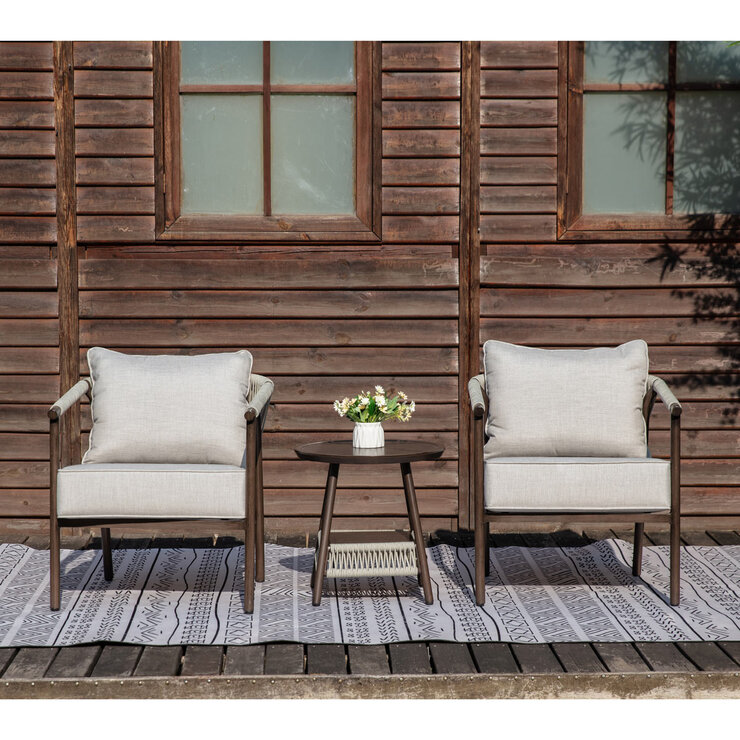 Helmsdale 3 Piece Woven Bistro Patio Set + Cover