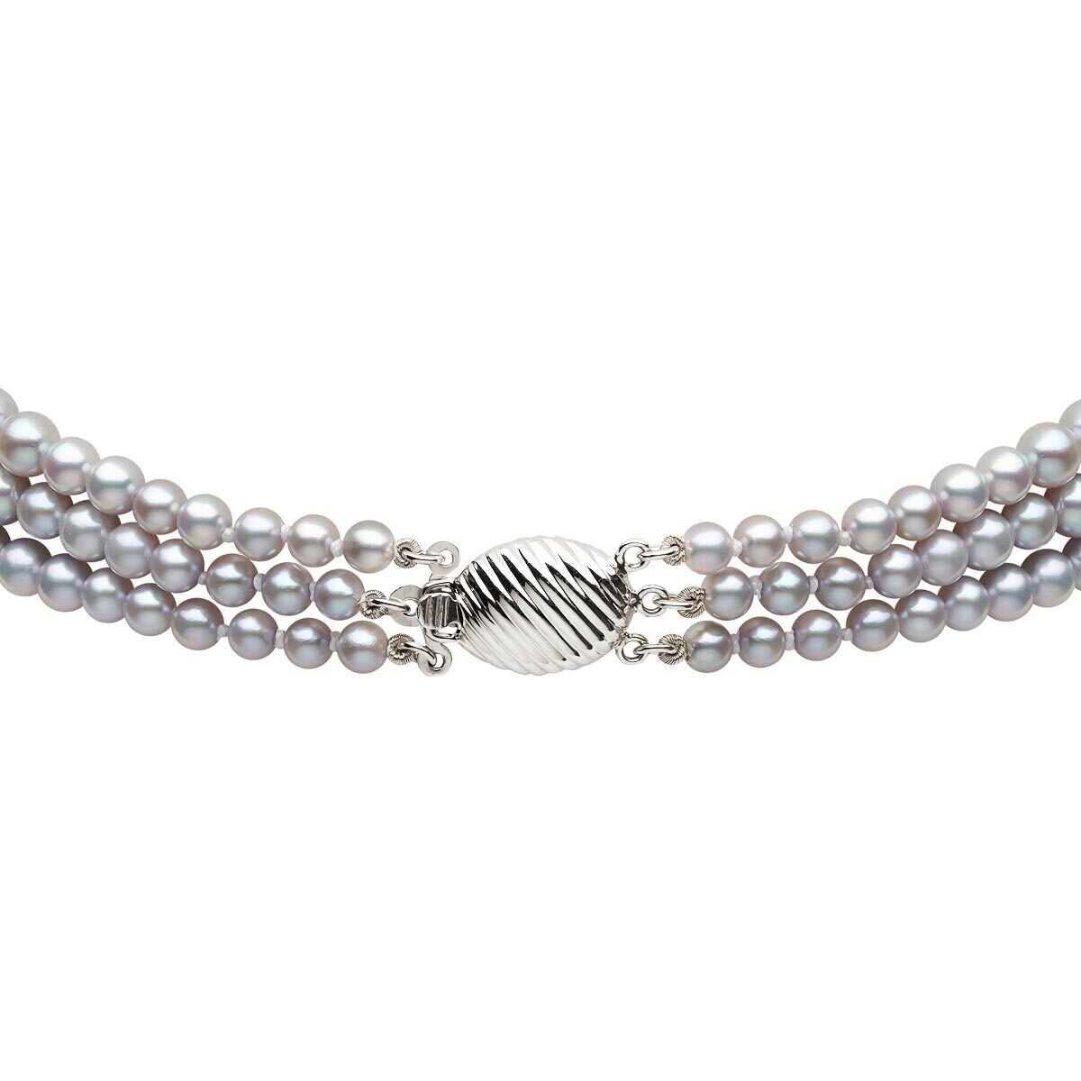 310mm Tahitian & Treated Akoya 3 Strand Graduated Pearl Necklace,18ct