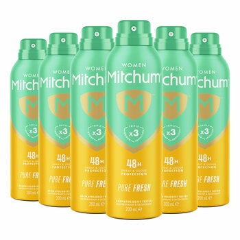 Mitchum Woman Pure Fresh Anti-Perspirant Spray, 6 x 200ml Mitchum Woman Pure Fresh Anti-Perspirant Spray, 6 x 200ml