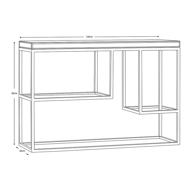 Gallery Cheshire Black Console Table with Mirrored Top