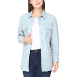 BC Clothing Ladies Cotton Twill Shacket in Light Blue