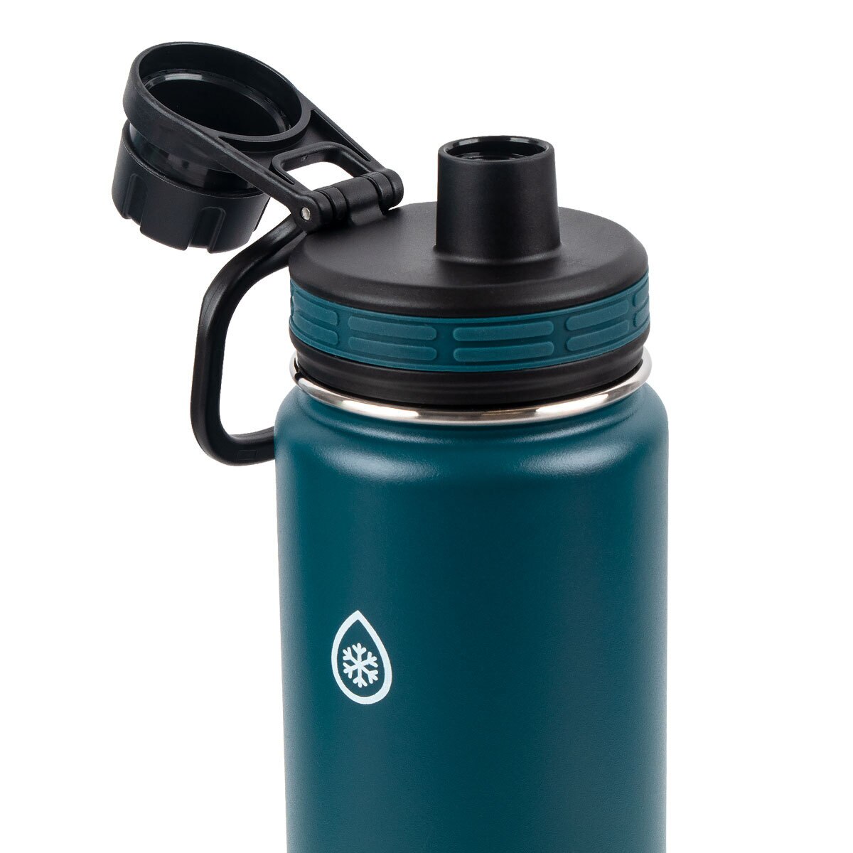 ThermoFlask Autospout Stainless Steel Double Wall Vacuum Insulated 710ml Bottles, 2 Pack in Teal and Black