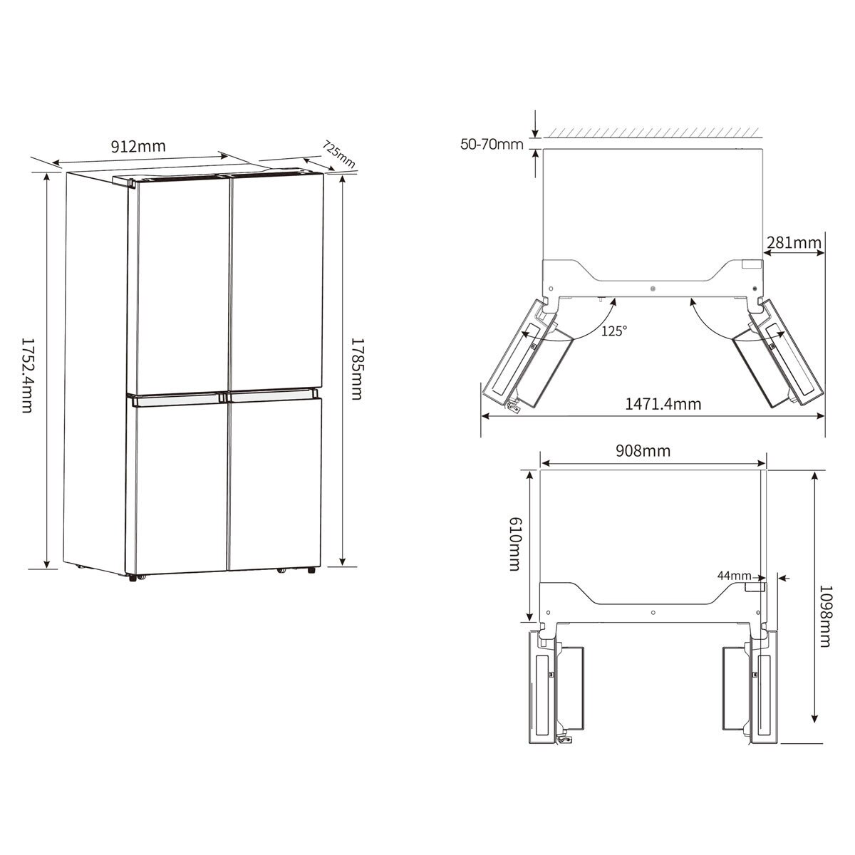 Hisense RQ758N4SWI1, Multi Door Fridge Freezer A+ Rating in Stainless