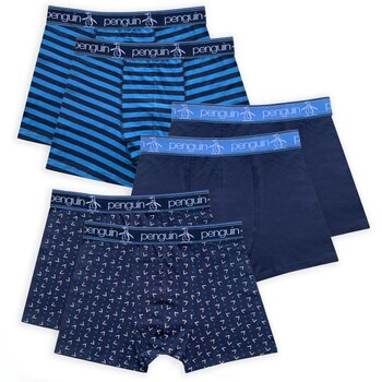 Original Penguin Men's 6 Pack Boxer Shorts in Navy and Blue, 3 Sizes