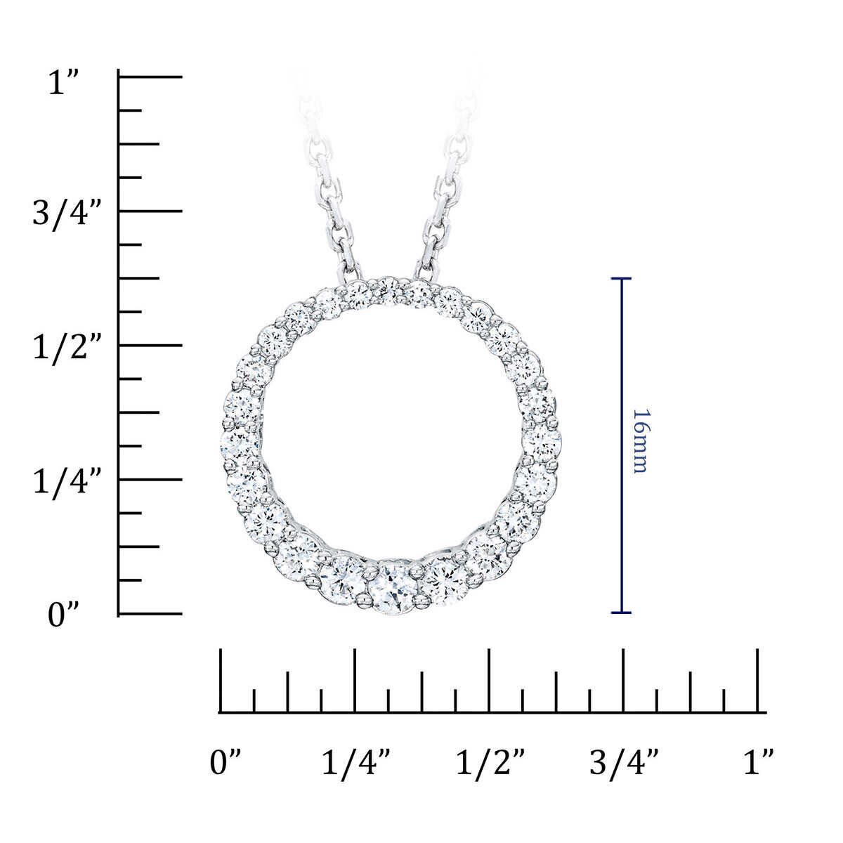 0.50ctw Circle Diamond Pendant, 14k White Gold