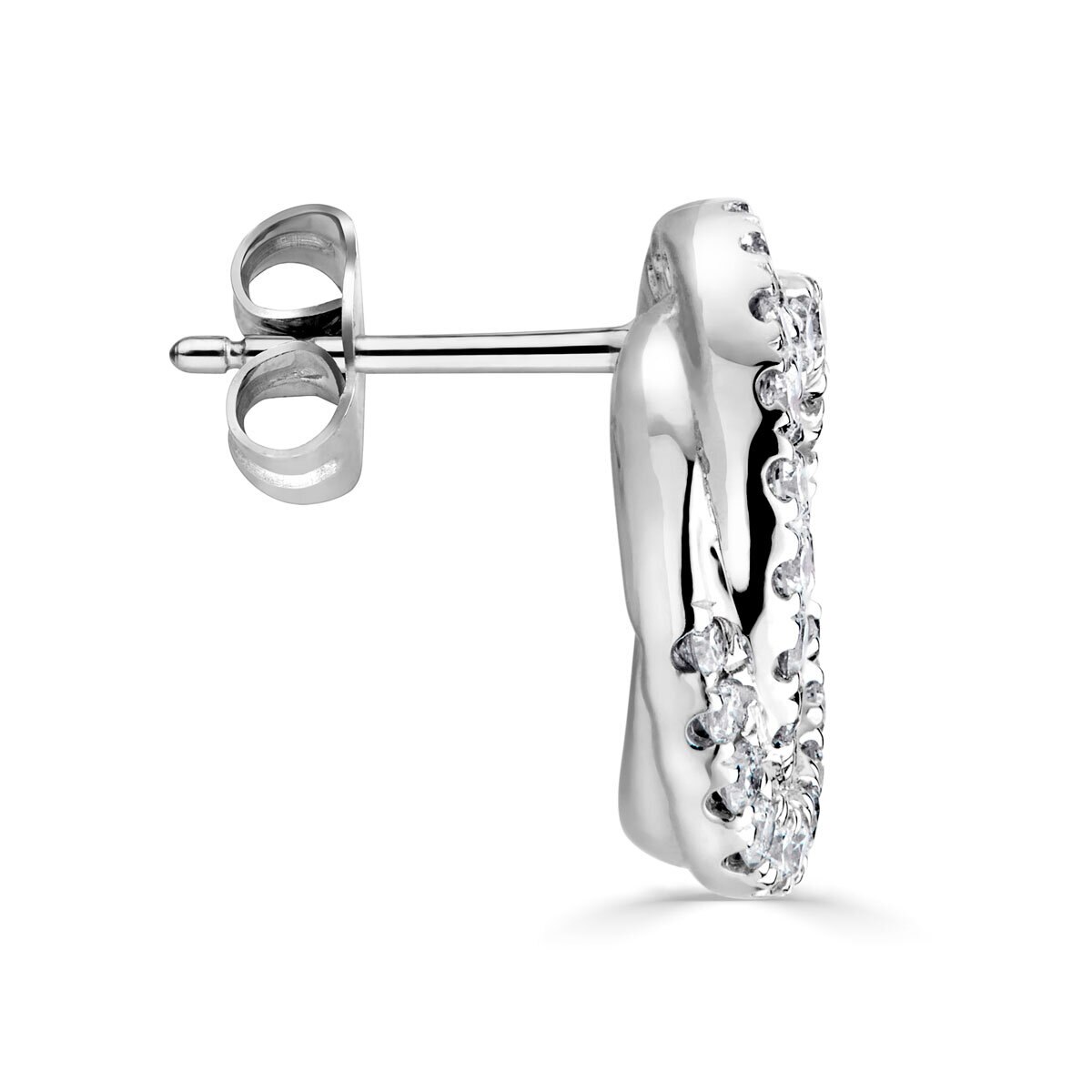 0.35ctw Round Brilliant Diamond Knot Stud Earrings, 18ct White Gold